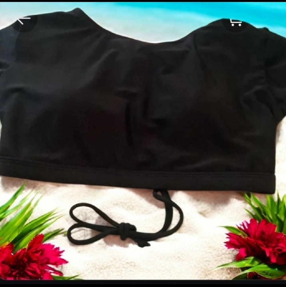Swim suit top black by Hit Rewind size XL built in bra ties in back adjustable